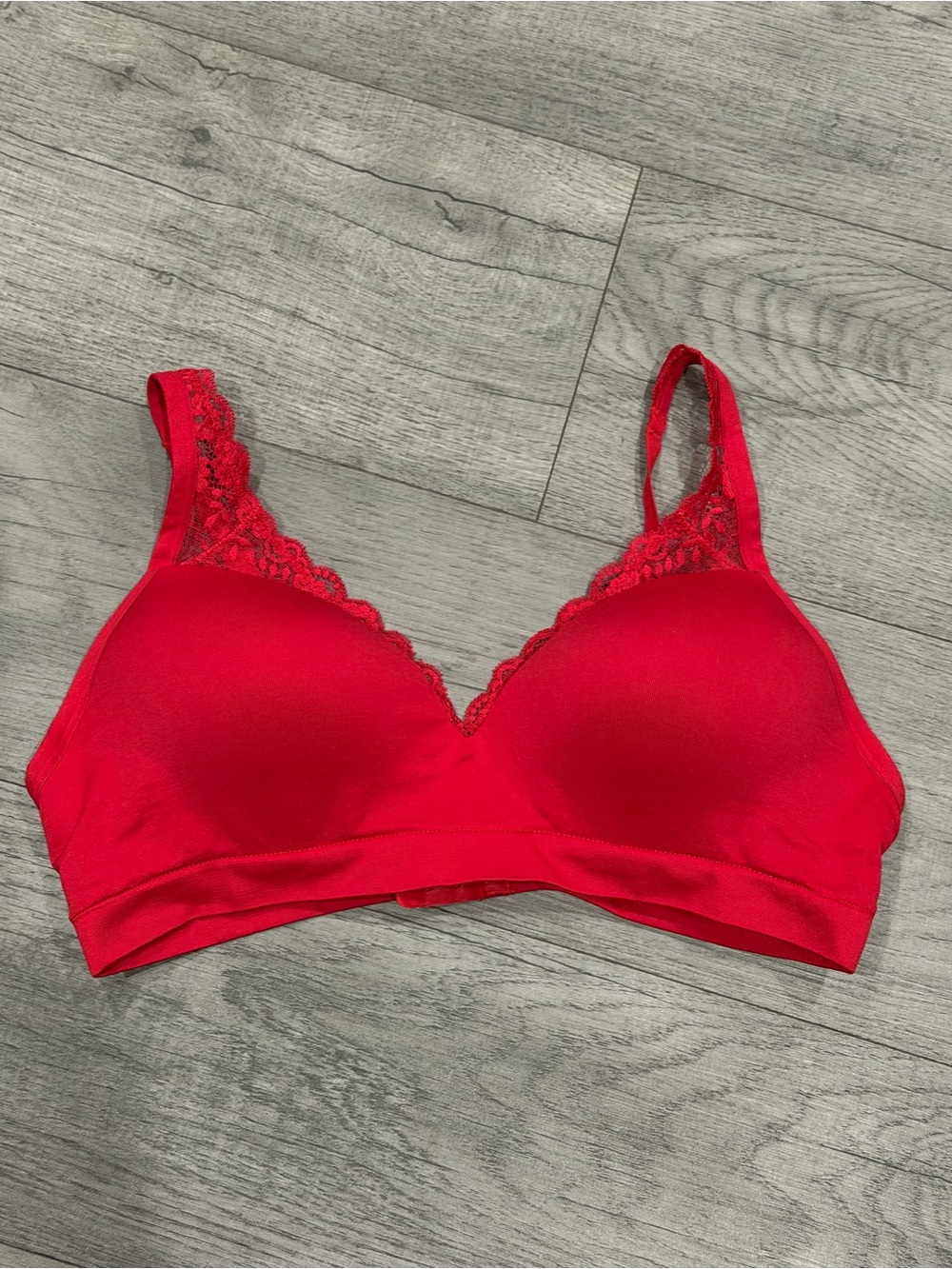 Ambrielle Red Lace Trim everyday seamless lounge bra xl